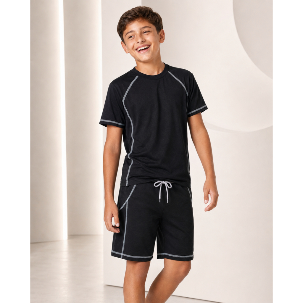 Camiseta & Shorts Conjunto Meninos Básico Casual Sair Juvenil Adolescentes Estiloso Masculino Crianças Infantil Estiloso