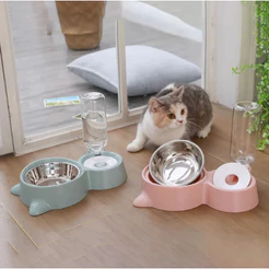 Comedouro E Bebedouro Automático Pet 2 em 1 para Cães e Gatos Tigela Inox Dispenser