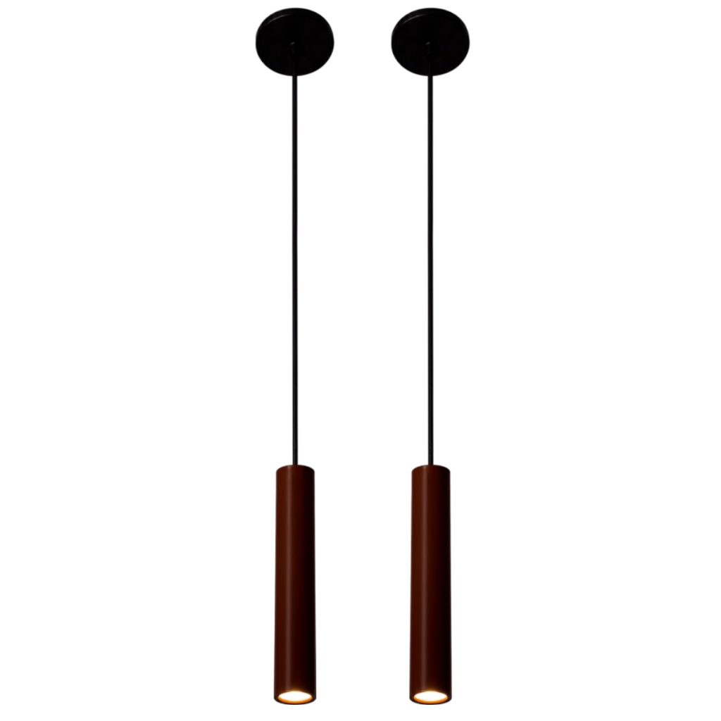Kit 2 Lustres Pendentes Tubo Minimalista Moderno Com Altura Regulável 1 Metro Acompanha Lâmpada Led