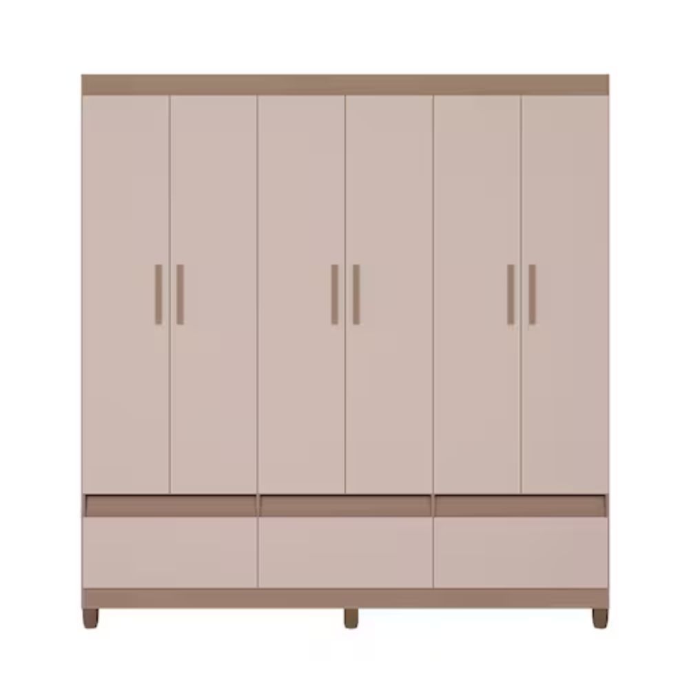 Guarda-Roupa Bartira Ilhéus com Cabideiro 6 Portas de Bater 3 Gavetas e 180cm de Largura