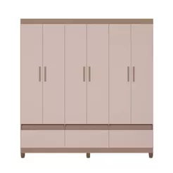 Guarda-Roupa Bartira Ilhéus com Cabideiro 6 Portas de Bater 3 Gavetas e 180cm de Largura