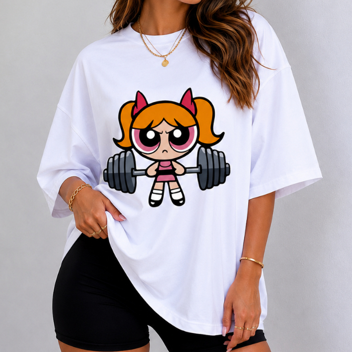Camiseta Over Feminina 100% Algodão Estampa Poderosas Moda Blogueira Academia  Casual Dia a Dia Estilosa