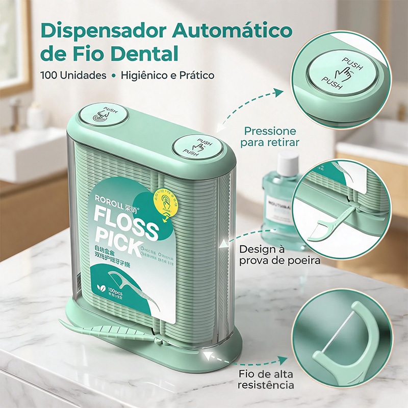 Fio dental automático para uso doméstico, com enchimento, limpeza e proteção dos dentes, para adultos e crianças