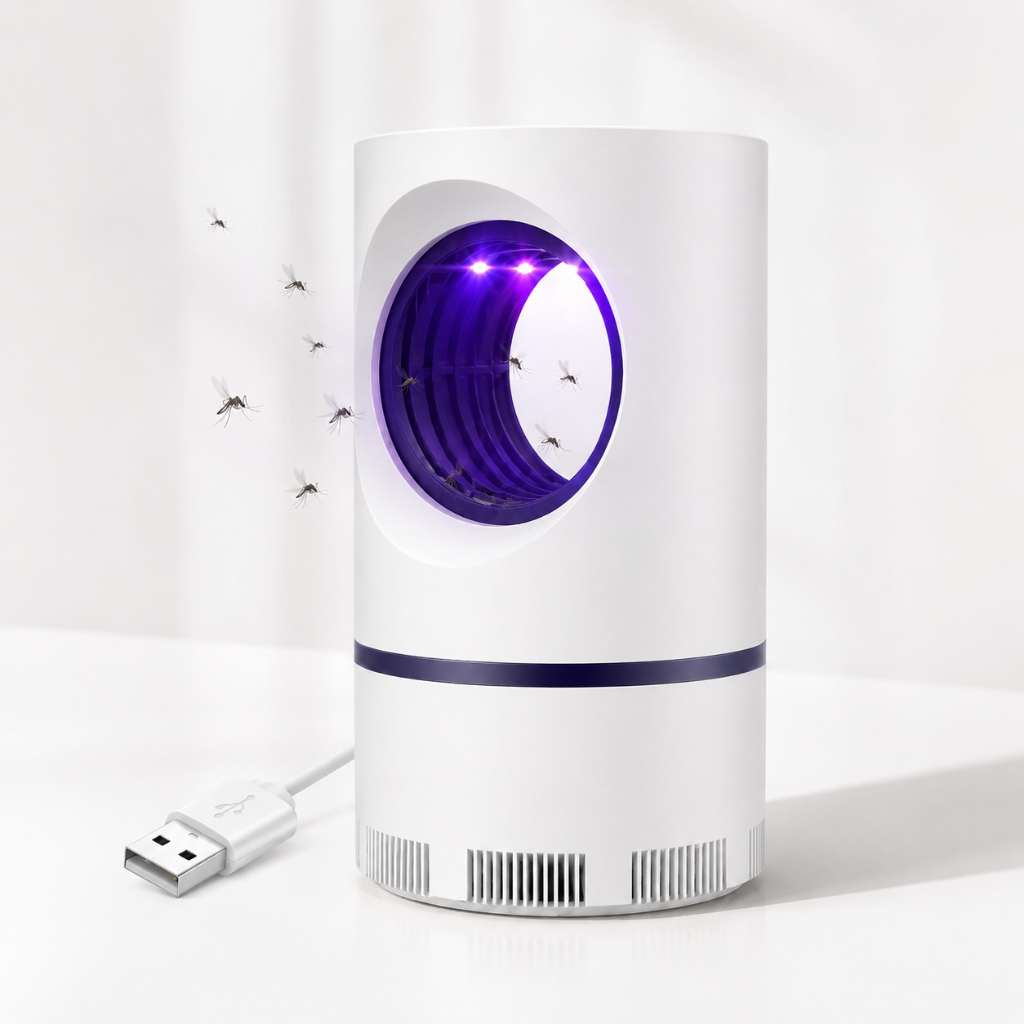 Lâmpada Mata Mosquito UV Roxa com Sucção Mini Compacta Portátil USB