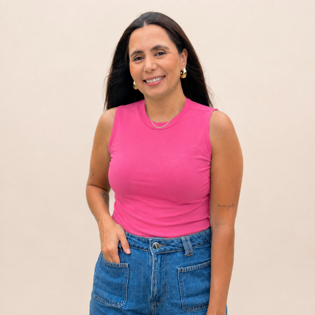 Regata Feminina Básica Lisa em Ribana 97% Algodão com Elastano – Blusa Sem Manga