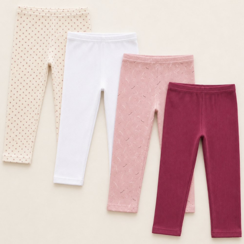 Kit 4 Calças Legging Corsário Infantil para Menina em Suede Canelado com Cós Elástico