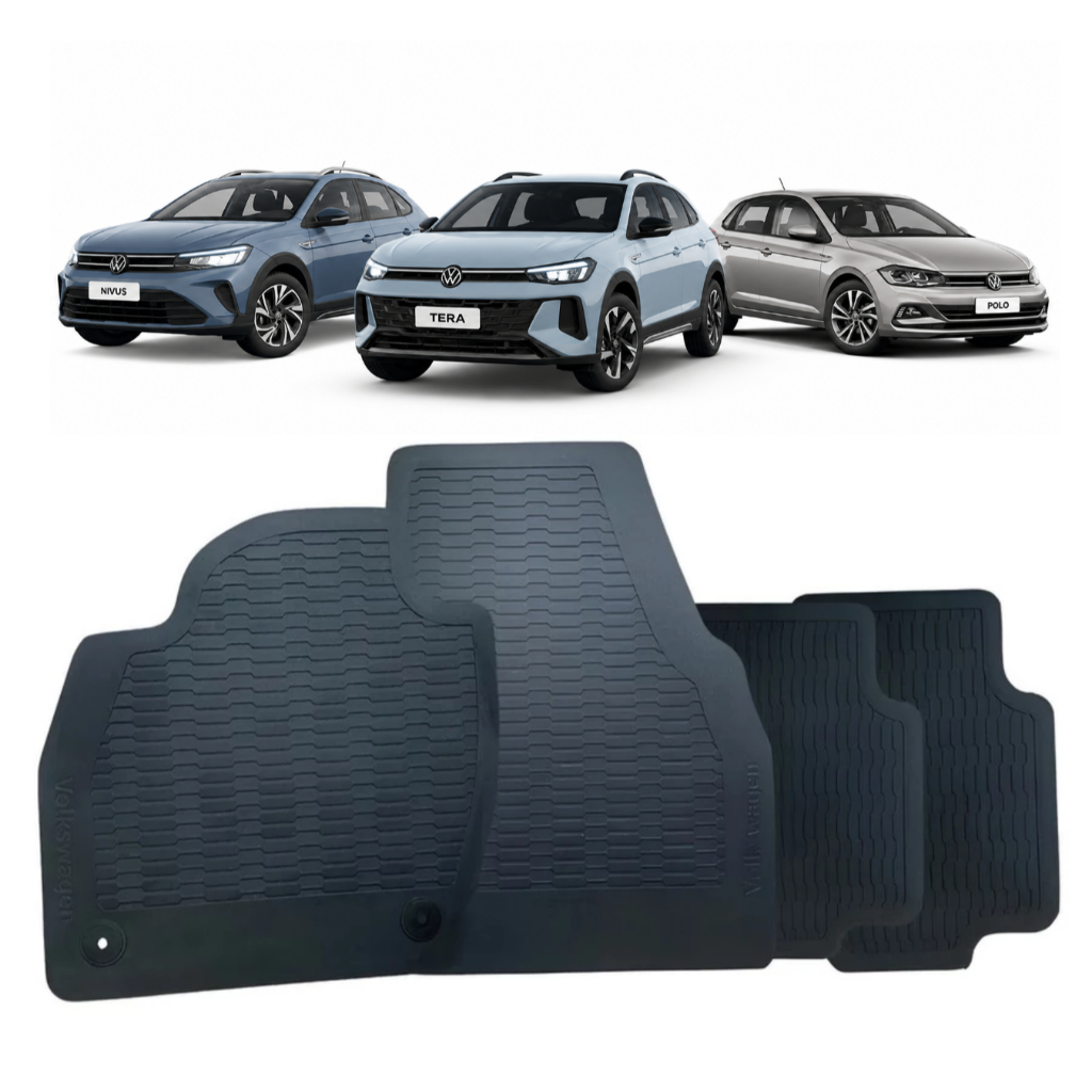 Jogo Tapete Borracha PVC Original Volkswagen Nivus Polo Tera