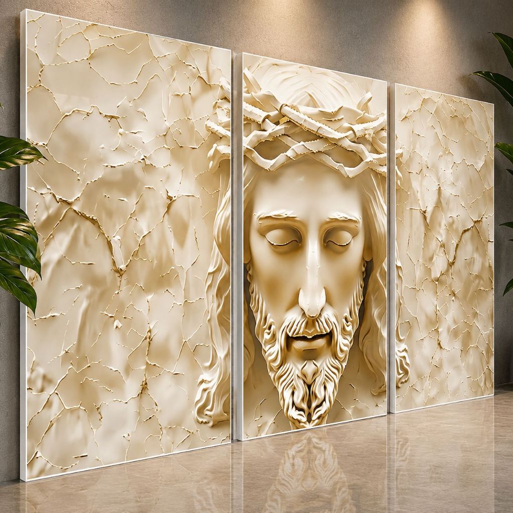 Quadro Decorativo Jesus Cristo Foi Por Amor Mármore Religioso Cristão Para Sala Quarto Escritório