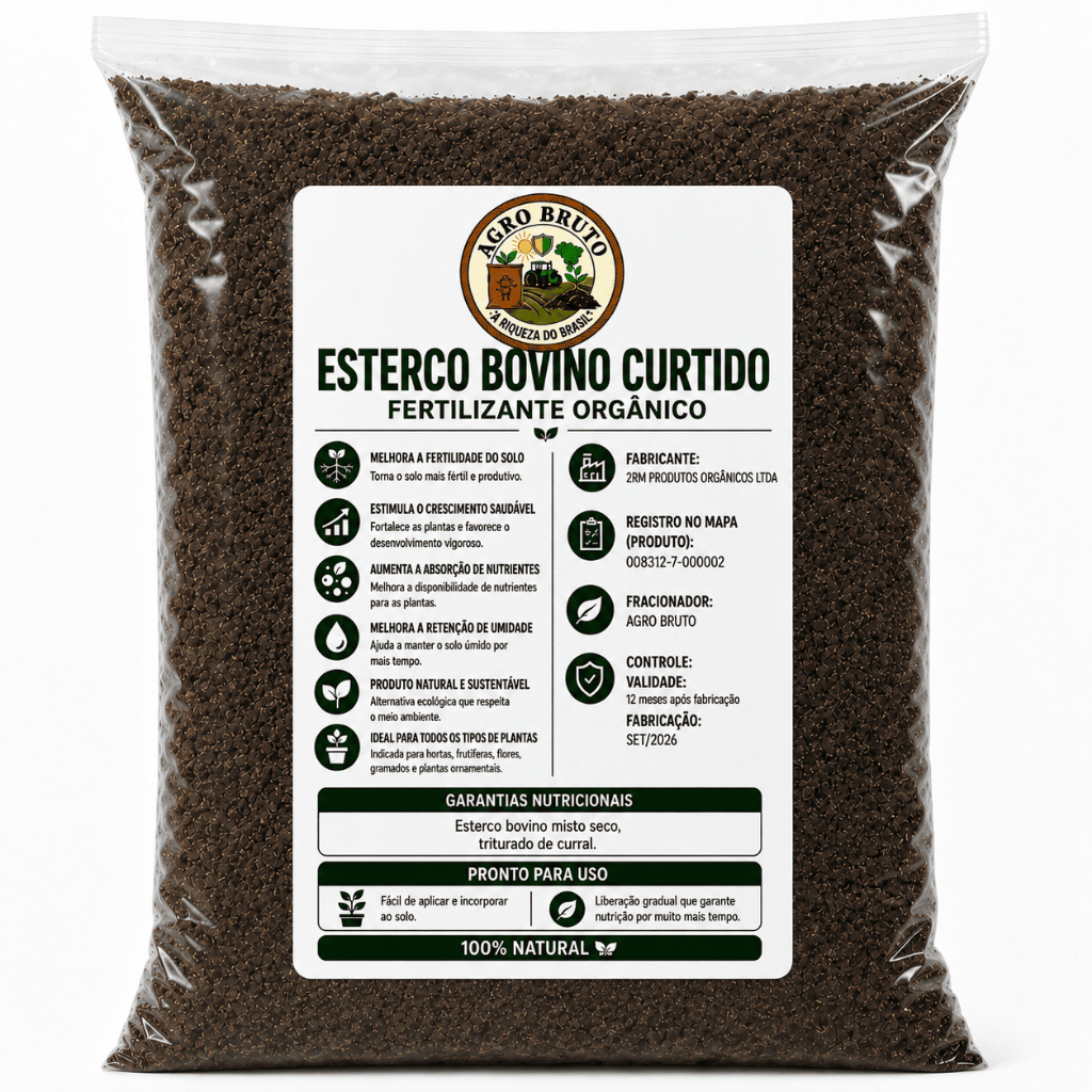 Esterco Bovino Curtido Classe A 1kg a 10kg Adubo Fertilizante Orgânico para Plantas Hortas e Jardins