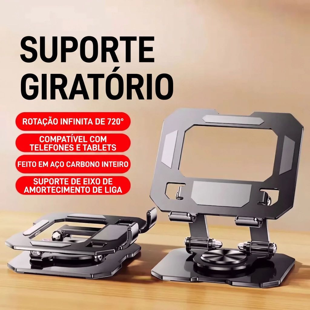 Suporte de Mesa para Tablet 360° Base Ajustável e Dobrável Suporte Ergonômico