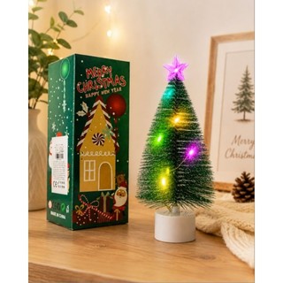 Enfeites de Natal kit Mini Arvore de Natal de Mesa Artificial Led Decorativa Nevada