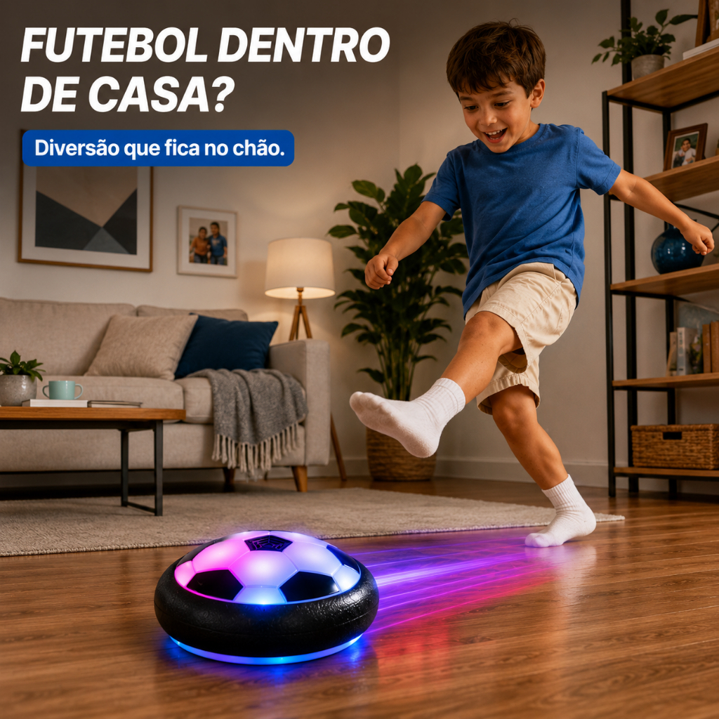 Bola Flutuante com Luz Hover Ball Futebol Hoverball Brinquedo Divertido Interativo Desliza