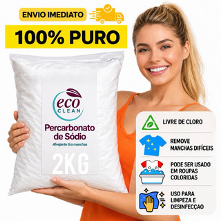 Percarbonato De Sódio Eco Clean 100% PURO Alvejante sem cloro Tira Manchas limpeza 500g/1kg/2kg