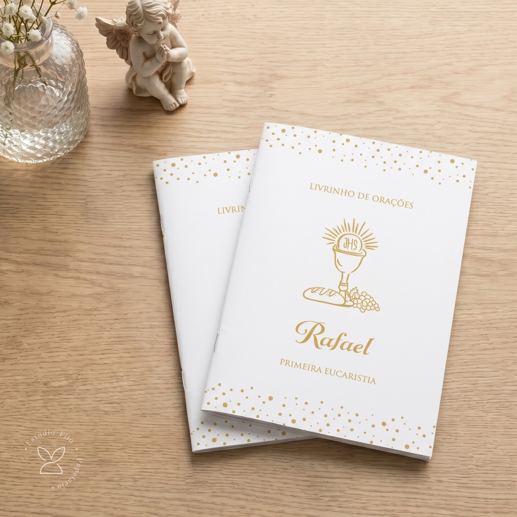 Kit 10 Livrinho de orações lembrancinha personalizado primeira eucaristia, Calice