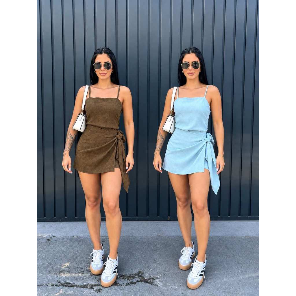 Conjunto Short Saia Femininio Com Amarração Lateral Charme e Conforto