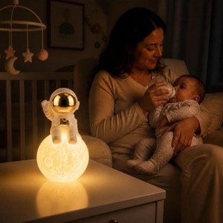 Abajur Luminária Astronauta 12cm LED Sem Fio com Bateria Inclusa quarto infantil Lua