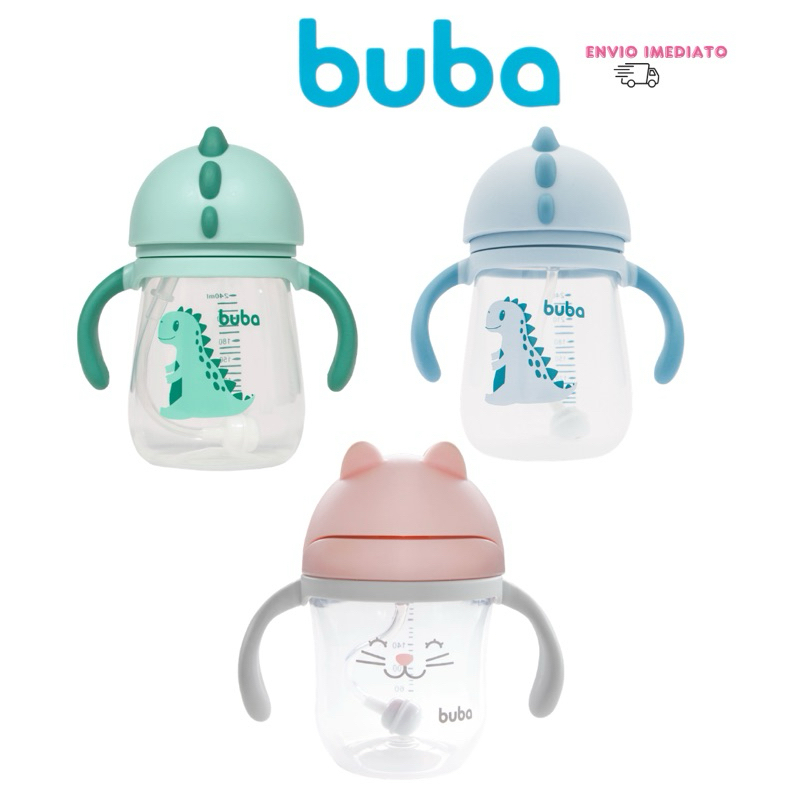 Copo Infantil com Dispositivo Canudo e Alça Buba Antivazamento
