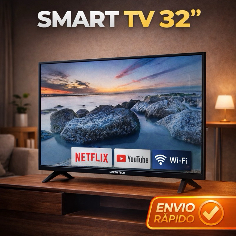 SMART TV 32” NORTH TECH NT-32SFBT – ANDROID 14 | WI-FI | BLUETOOTH