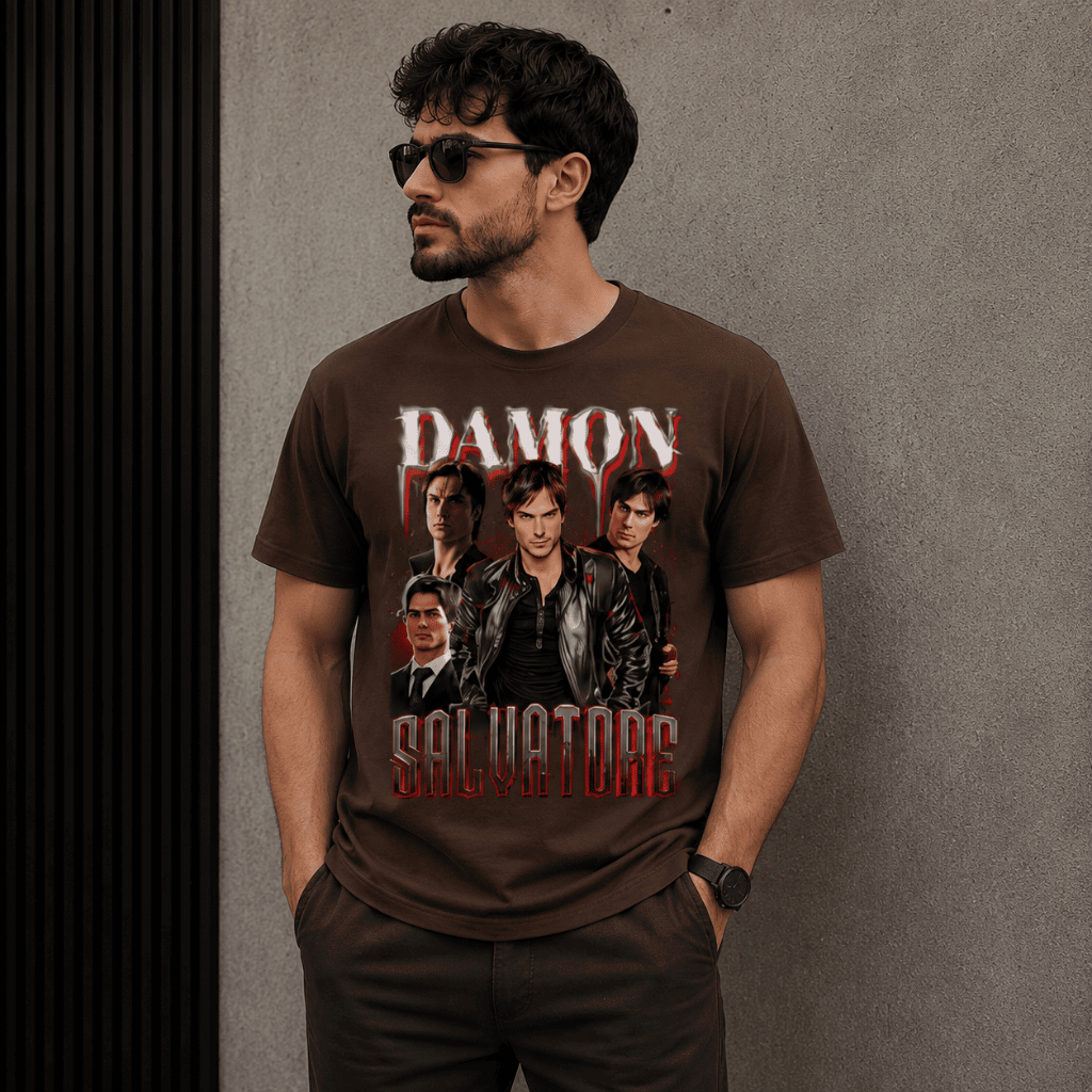 Camiseta Damon Salvatore Vampiro Série Estampada 100% Algodão Unissex
