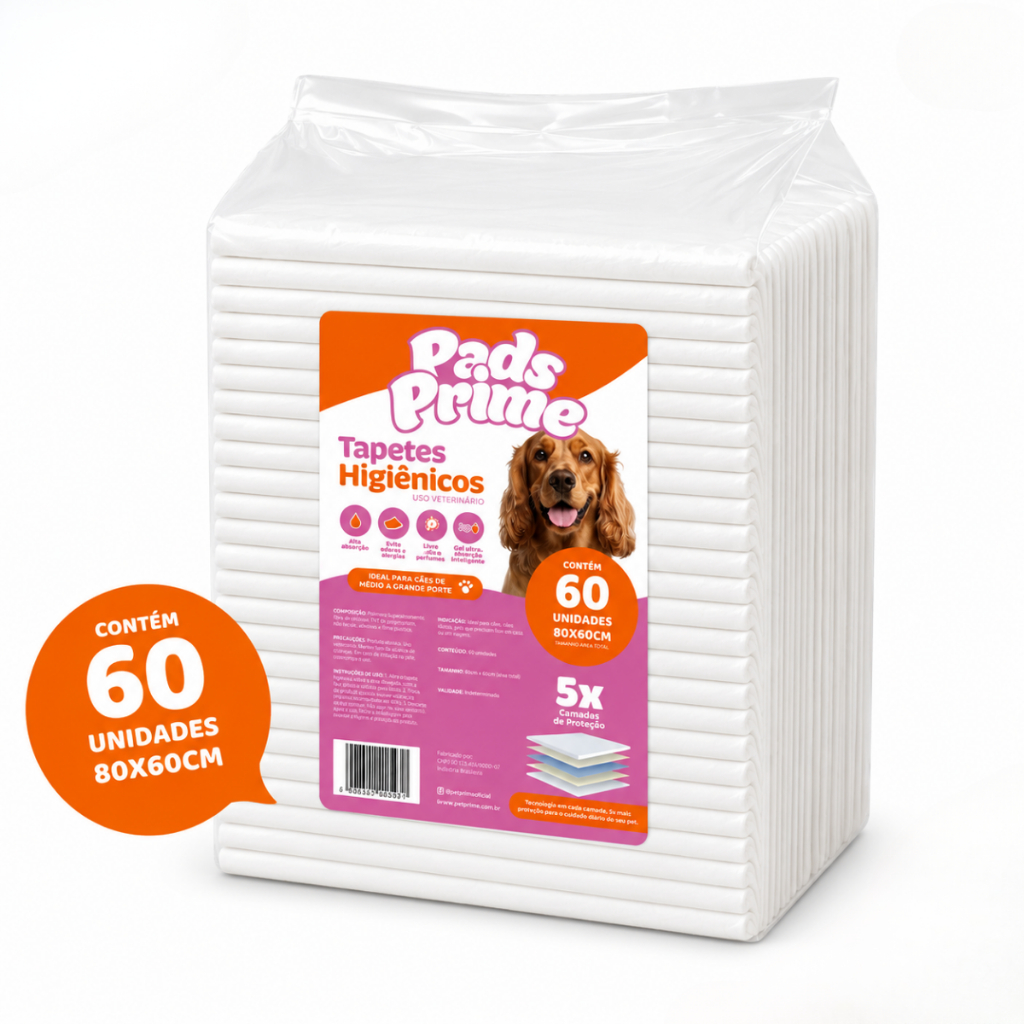 Tapete Higiênico para Cães 80X60 60 Unidades Pads Prime