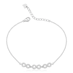 Pulseira Feminina de Prata 925 Infinitos Cravejados