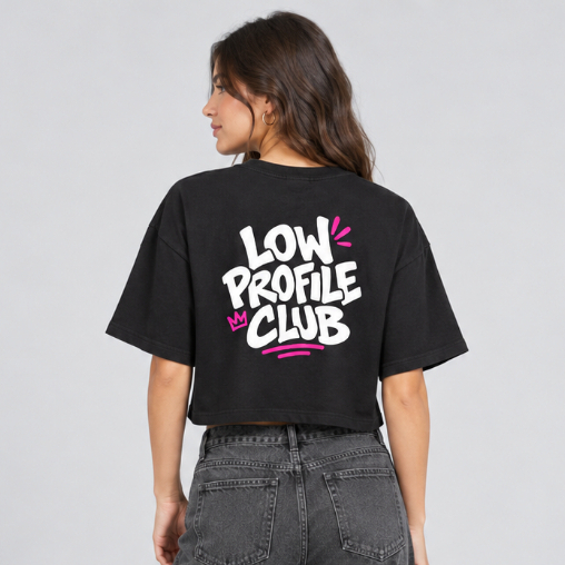 Cropped Feminina Manga Curta Oversized Confortável e Estilosa Low Profile