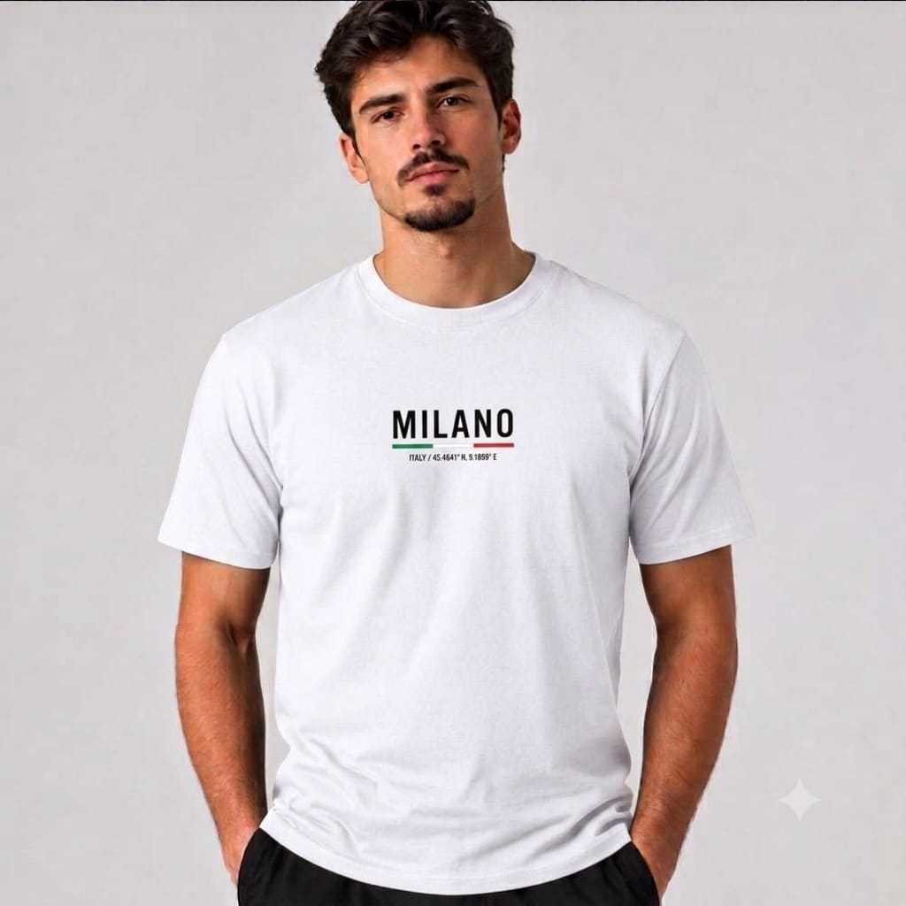 Camiseta Milano Masculina Italia Camisa Estampada Blusa Em Algodão Premium Promoção Lançamento