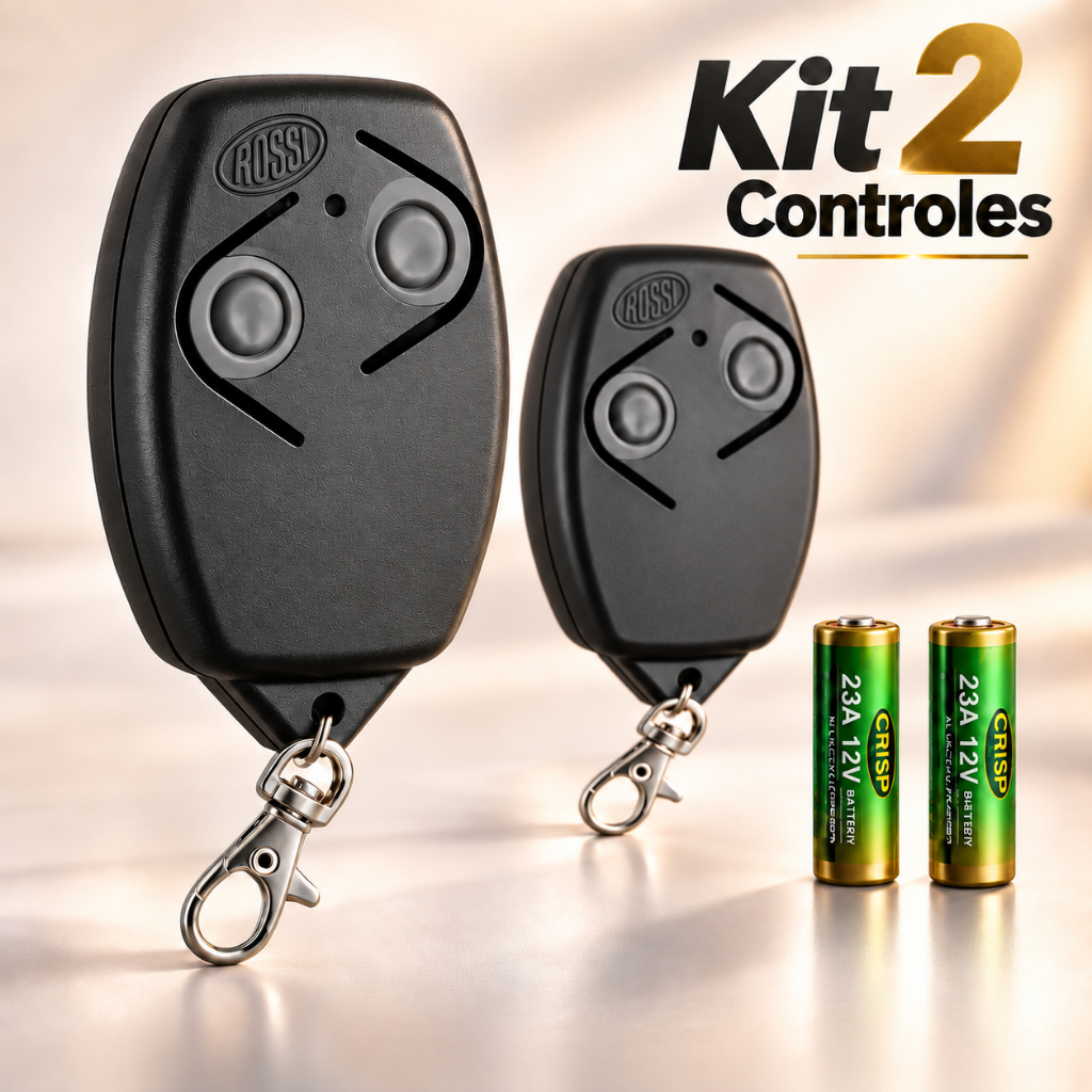 Kit 2 Controles Remotos de Portão Rossi 433MHz HCS Anticlonagem + VENDIDO