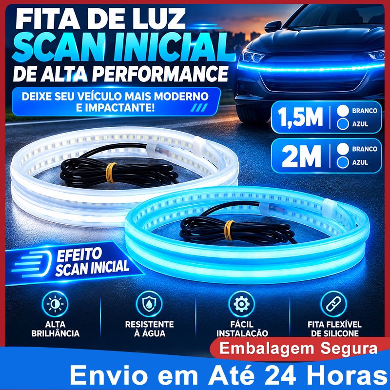 Fita LED Sequencial Start Ghost para Capô Carro 1.5M/2M Luz Dinâmica Tuning Universal 12V Impermeável