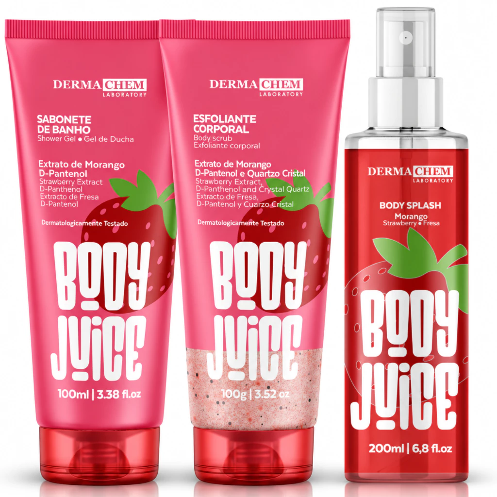 Kit Corporal Body Juice Morango 3 ITENS 🍓 (Sabonete, Esfoliante e body splash) — imagem 1