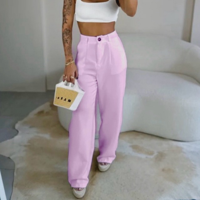 Calça Feminina  Social  Reta  Alfaiataria Premium cintura alta Elegante  Básica Moda Blogueira