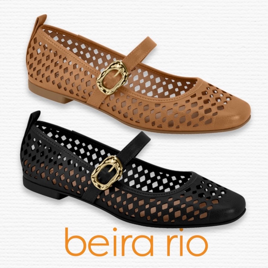 Sapatilha Feminina Vazada com Fivela Dourada Confortável Elegante Casual
