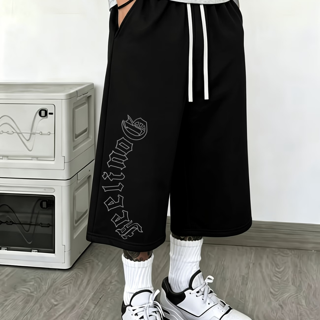 Bermuda Masculina Baggy Oversized Estampada Streetwear Bermudão Moletom Larga Abaixo do Joelho