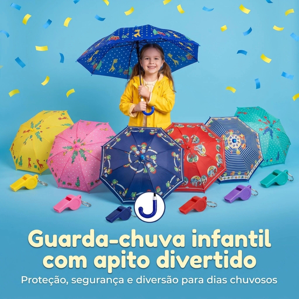 Sombrinha Automática Infantil Leve Durável Estampada Fofa PVC Jardim de Infância KL-312