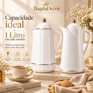 Garrafa Térmica Elegante 1L com Vedação Segura e Interior de Vidro Café Chá | BagdáDecor
