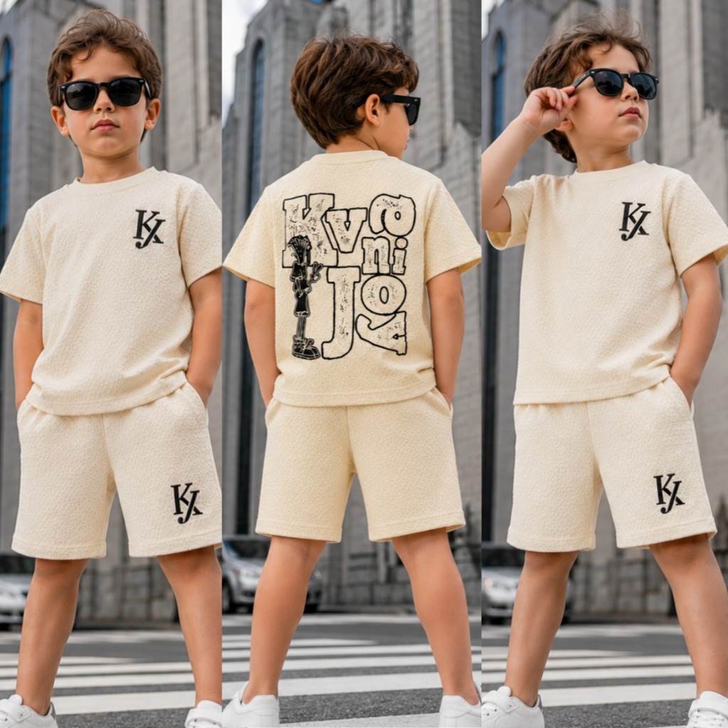 Conjunto Masculino Infantil de Verão - Camisa e Bermuda Dry Fit Confortável - Tamanho 2 ao 12 Anos