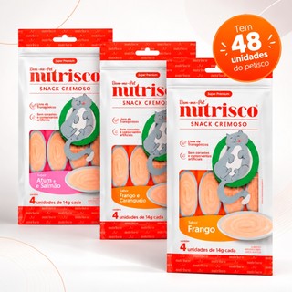 Nutrisco Petisco Snack Cremoso para Gatos Sachê 48 Tubos de 14g Sabores Variados
