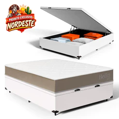 Cama Box Baú com Colchão de Espuma D33 Double Face Belin Casal 138cm