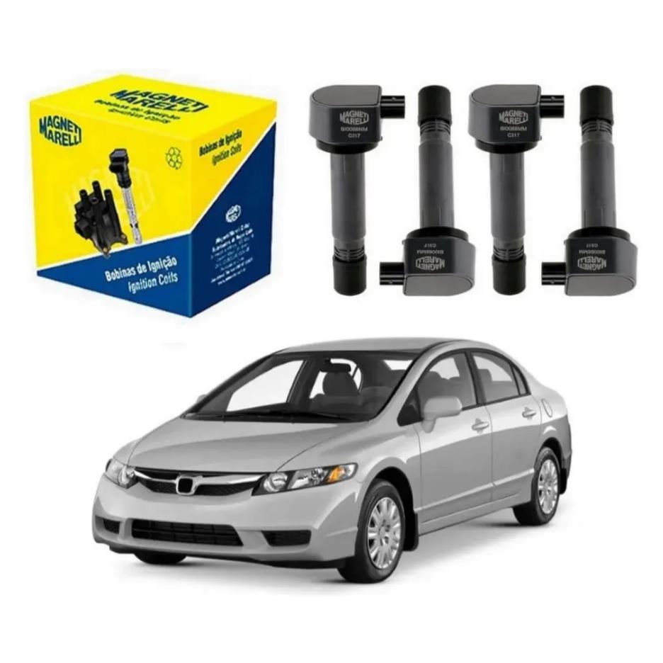 Kit 4 Bobinas Ignição New Civic 1.8 16v Flex 2007 2008 2009 2010 2011