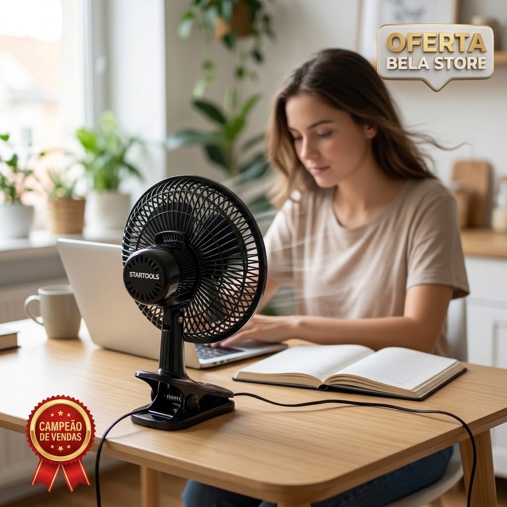 Ventilador De Mesa Portátil 220V e 110V Com Oscilação E Clipe 25W StarTools ventilador de mesa silencioso