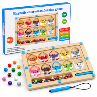 Brinquedo Educativo Montessori Labirinto Magnético Madeira Cores Números Coordenação Motora Infantil Controle De Madeira
