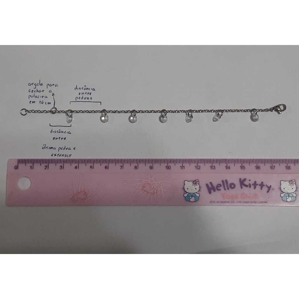 Pulseira Feminina Antialérgica em Aço Inox Zircônia Branca Pingente Estrela Pendurada Ponto de Luz Pedras — imagem 2 de 2