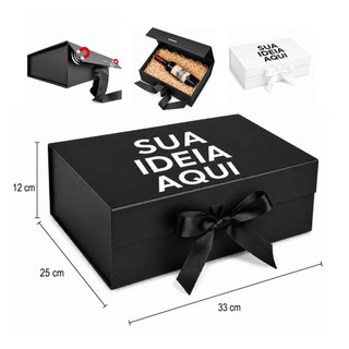 Caixa De Presente Magnética Personalizada 33x25x12 Premium Rígida com imã e Fita de Cetim