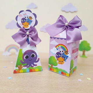 Caixa Milk e Caixa Pirâmide Personalizada tema Bolofofos Menina /lembrancinha infantil /kit festa infantil/ caixa doces