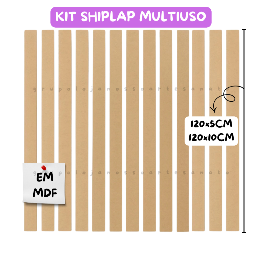 Kit MDF Cru 120x5cm 120x10cm Shiplap Ripas Painel Ripado Parede Móveis Decoração Multiuso