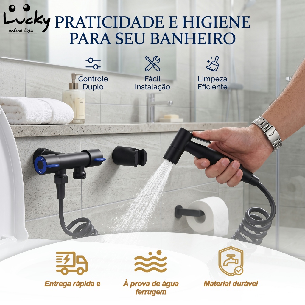 Conjunto de spray para bidê preto 4 em 1 SUS304 com válvula de aço inoxidável para banheiro