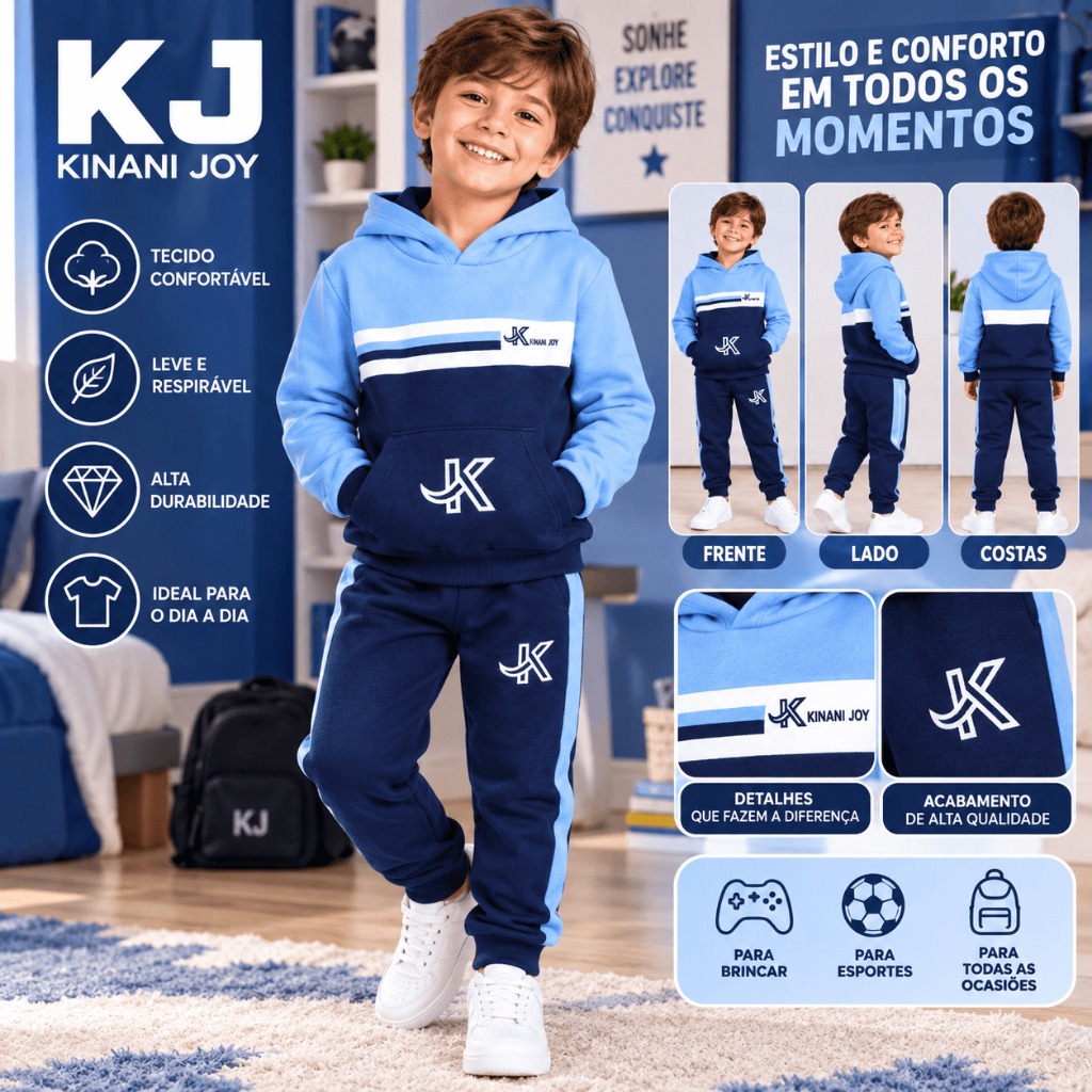Conjunto Infantil De Inverno - Calça + Casaco Quentinho - Tamanho 2 ao 12 Anos