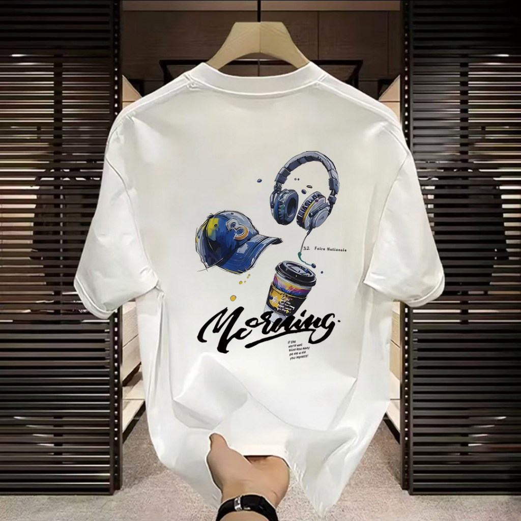 100% Algodão Camiseta Oversized Unissex , Estampa Streetwear Moderna, Casual para Dia a Dia Respirável C4120