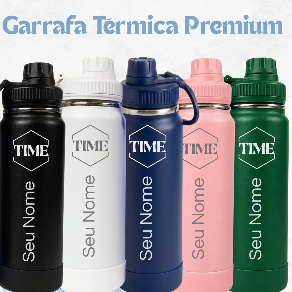 Garrafa Térmica Personalizada a Laser 700ml • Camada Dupla de Aço Inox • Base Silicone
