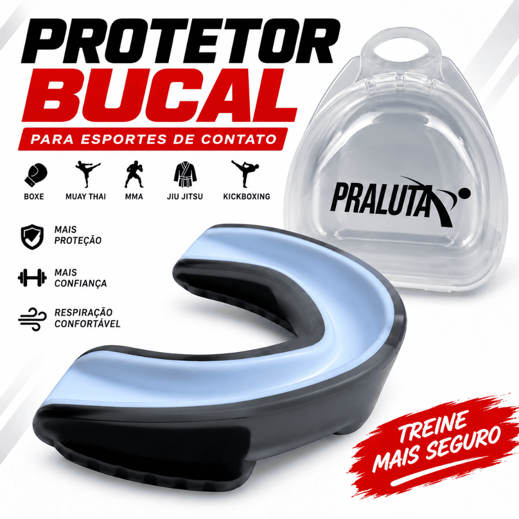 Protetor Bucal Adulto Para Lutas Muay Thai Boxe Jiu Jitsu Kickboxing Com Estojo